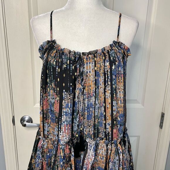 NWT Forever 21 Chiffon Abstract Metallic Mini Dress - Small - Picture 5 of 12